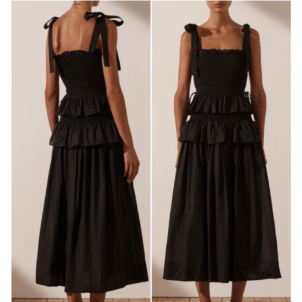 NWT Shona Joy Pia Midi Dress in Black (Size US 4)